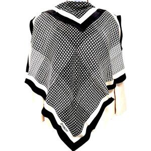 Classic Vintage Givenchy Scarf 32"  100% Silk Ivery white black geometric (47)